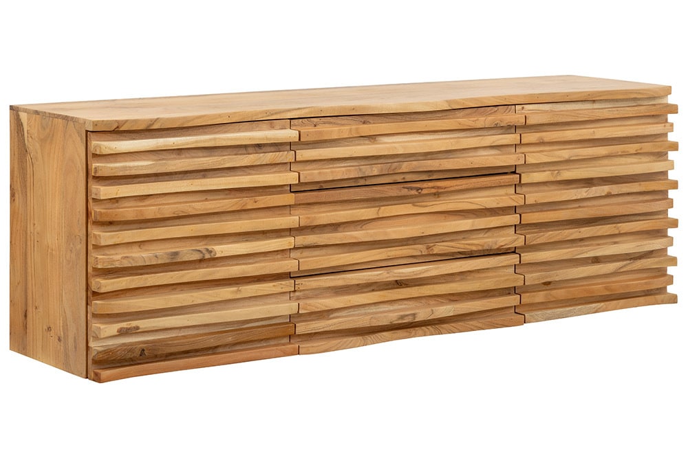 Hängendes Sideboard RELIEF 175cm natur Akazie Massivholz mit Schubladen