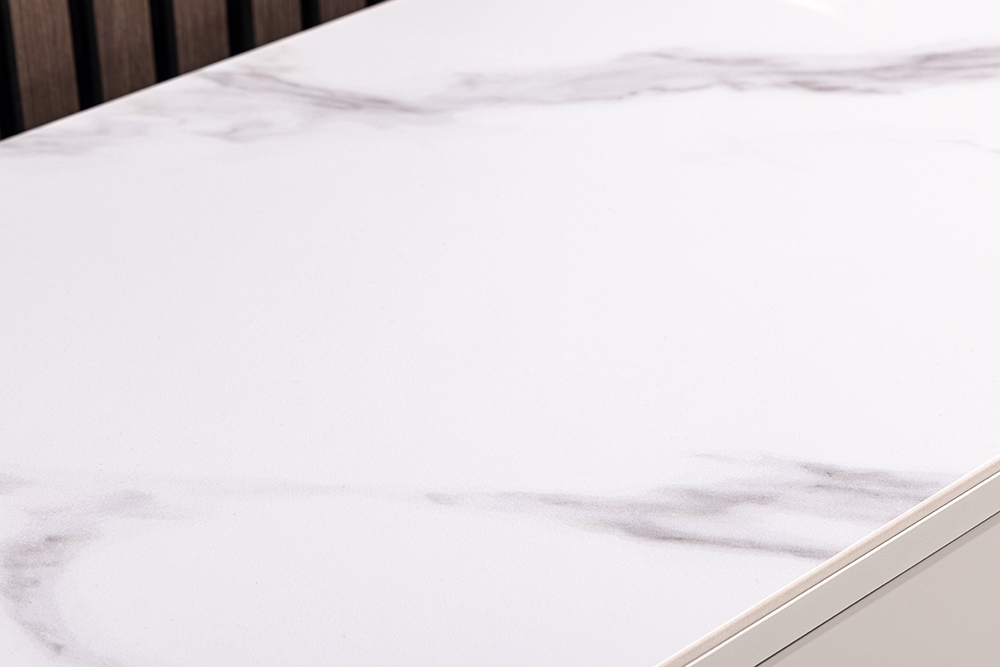 Design Sideboard SAVOY 150cm kaschmir weiß Marmor Keramik mit sechs Schubladen