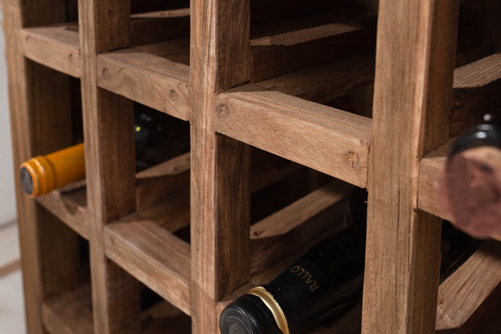 Massives Weinregal HEMINGWAY 56cm recyceltes Massivholz Weinschrank für 16 Flaschen