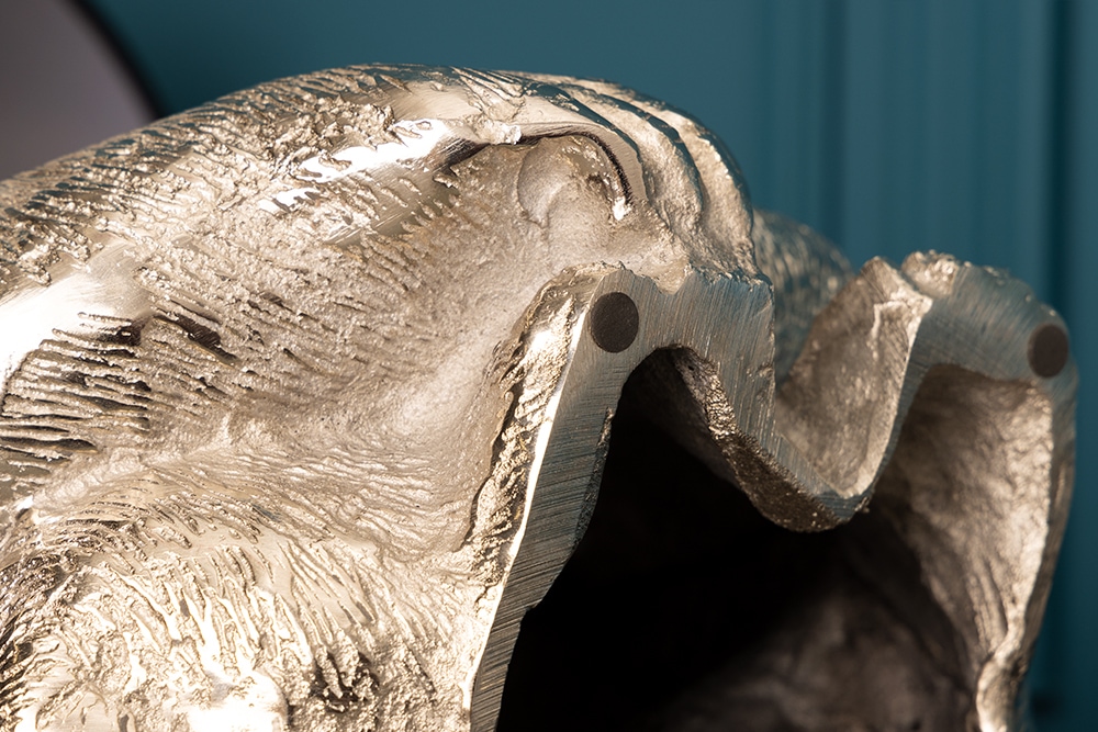 Handmade Tischlampe KONG 60cm silber Metall Affe Gorilla Dekoleuchte schwarzer Lampenschirm