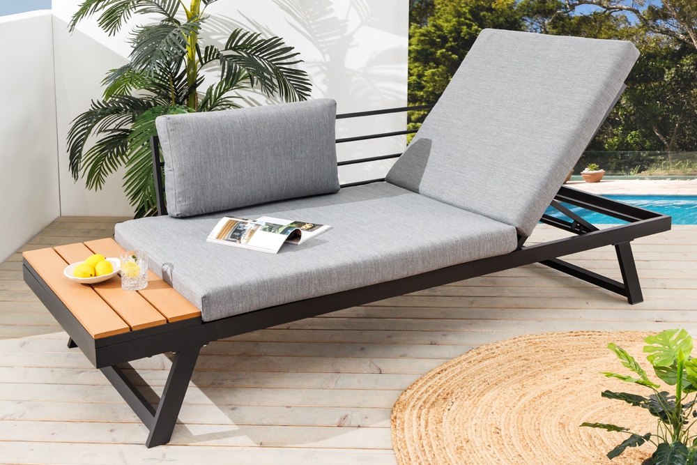 Verstellbare Gartenlounge MODULAR MIAMI 230cm grau natur anthrazit Gartensofa oder Gartenliege