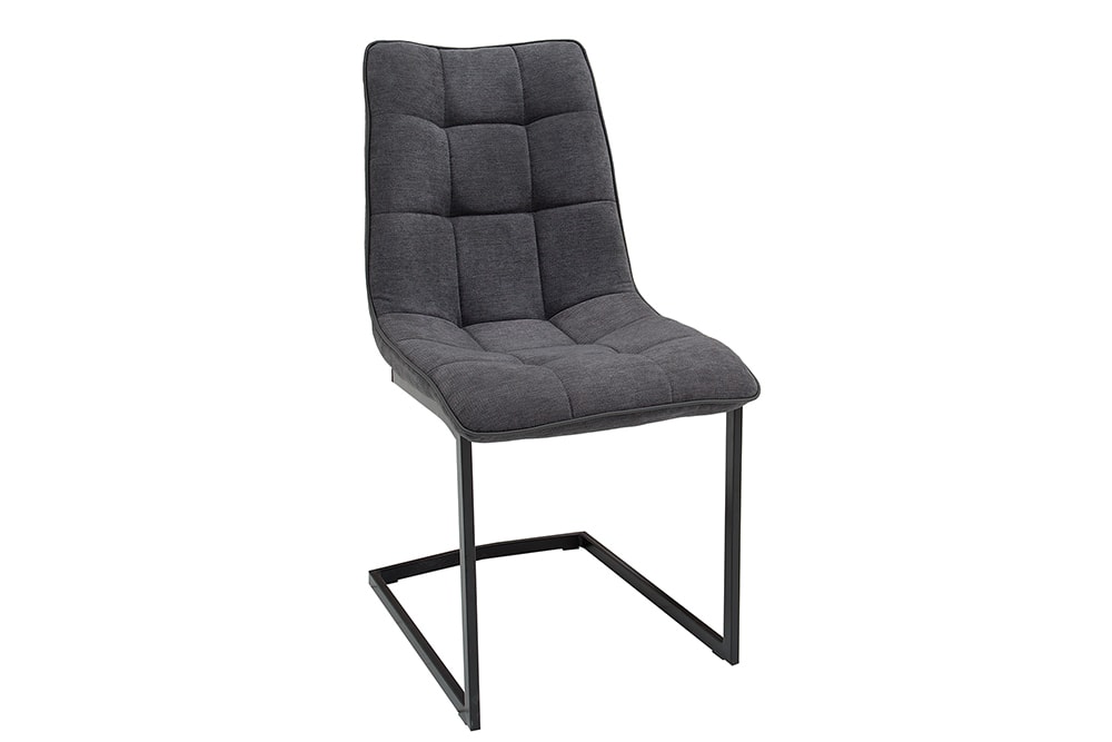 Design Freischwinger Stuhl MIAMI dunkelgrau Metallgestell matt schwarz