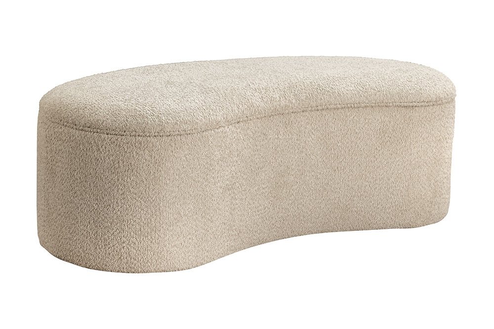 Extravagante Polsterbank ELEMENTAL 120cm champagner beige Feinstrick Bouclé mit Stauraum
