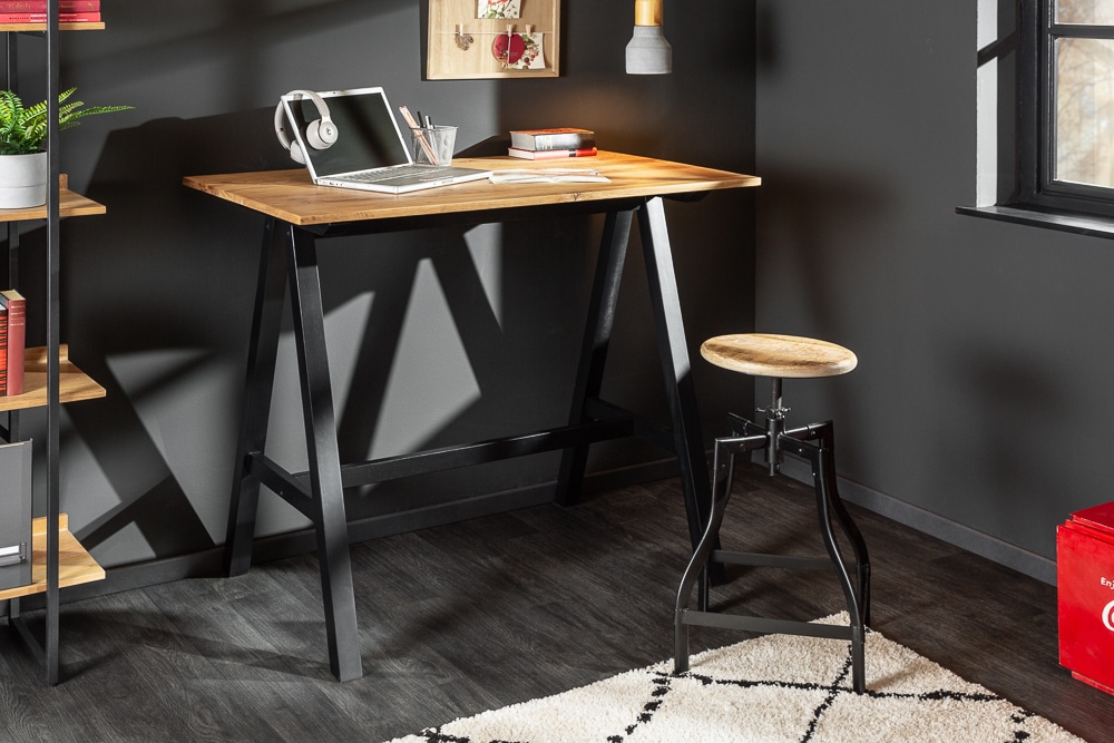 Massiver Bartisch CASTLE 120cm Wildeiche natur Stehtisch Industrial Design