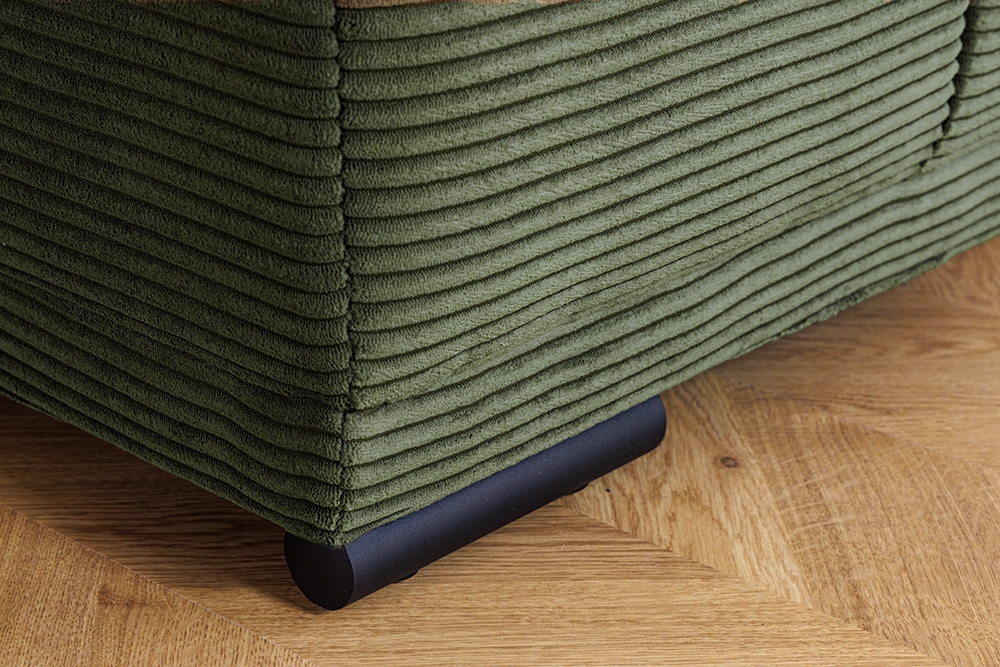 Moderner Hocker ELEGANCIA 110cm grün Cord mit Ziersteppung