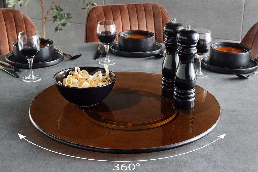 Moderner Drehteller 60cm bernstein Glas 360° drehbare Servierplatte » Jetzt kaufen