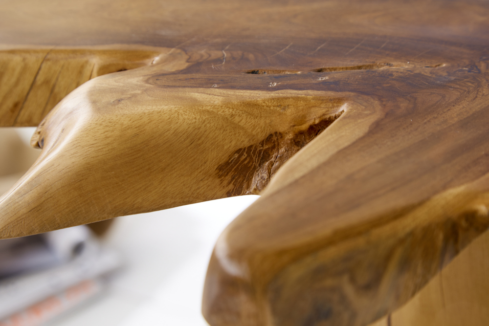 Massiver Beistelltisch ROOT 60cm Teakholz mit Jahresringen