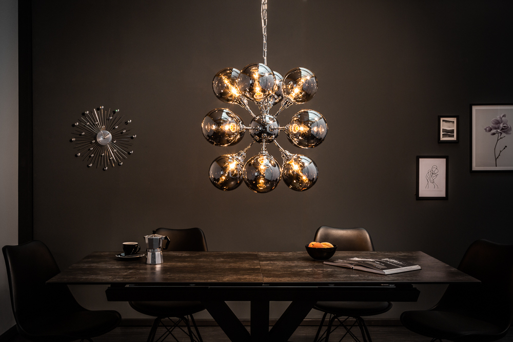 Extravagante Hängeleuchte GALAXY 72cm silber Hängelampe Modern Design
