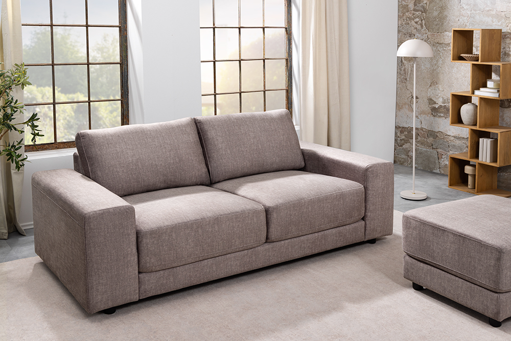 Großes Sofa LOFT 210cm taupe Vogue Velours Samt 3-Sitzer Couch Taschenfederkern