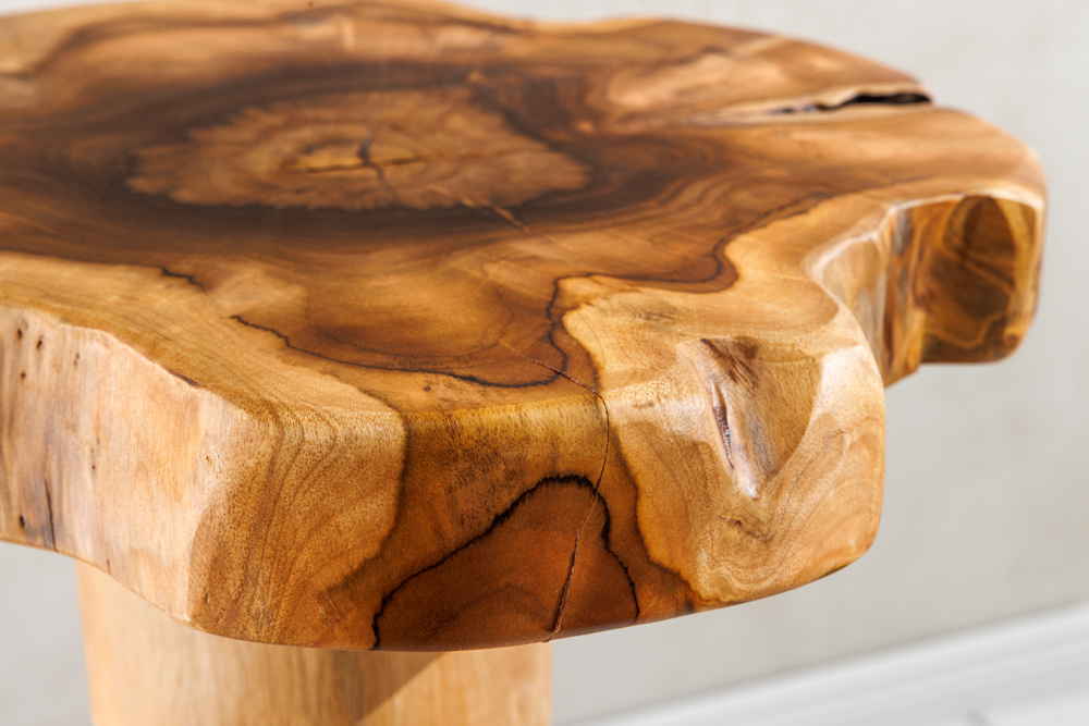 Massivholz Beistelltisch ROOT 70cm natur Teak aus Wurzelholz im Stelzen-Design