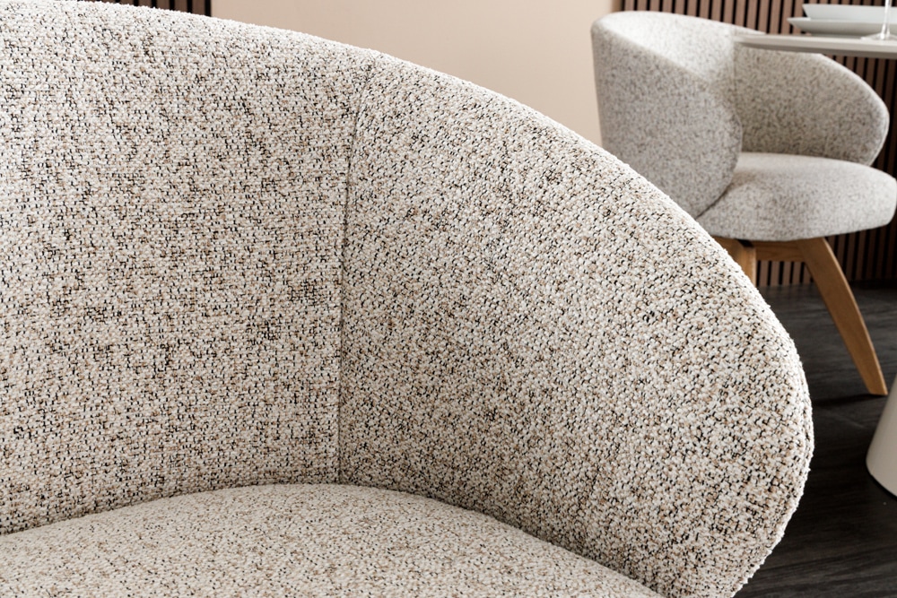 Drehbarer Stuhl WALKÜRE beige natur Eichenholz mit Taschenfederkern und Armlehne