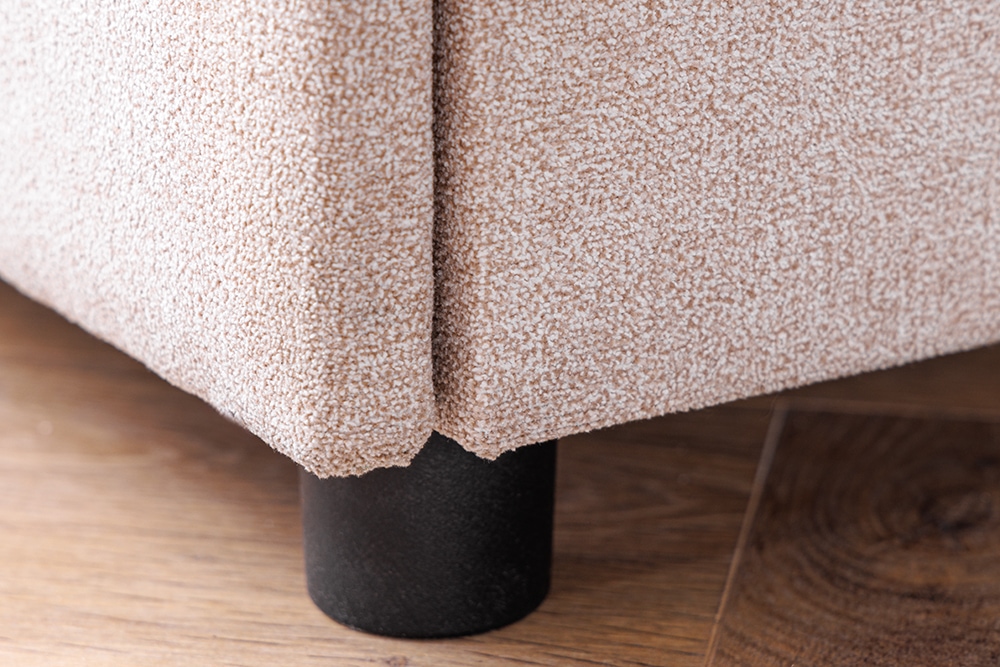 Quadratischer Nachttisch TOULOUSE 55cm beige Samt inkl. Beleuchtung und Schubladen