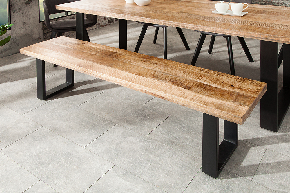 Design Sitzbank IRON CRAFT 170cm Mangoholz Eisen Industrial Design