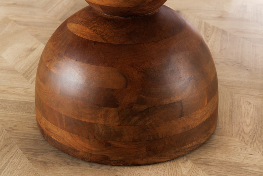 Massiver Esstisch MAESTRO 130cm braun Mangoholz rund mit Säulenfuß
