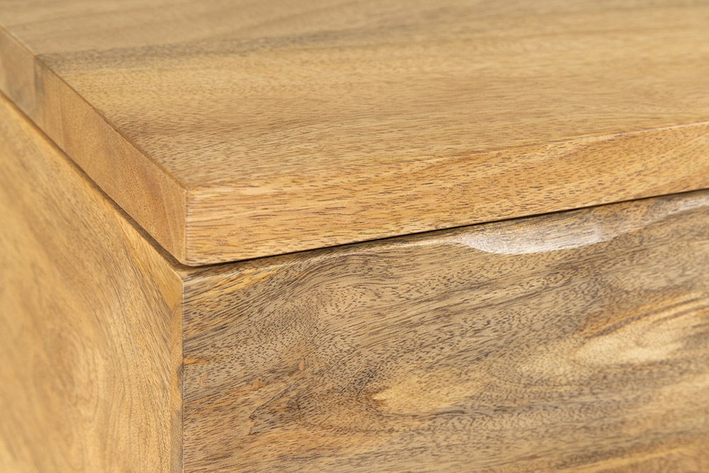 Höhenverstellbarer Couchtisch MAKASSAR FUNCTION 110cm natur cream finish Mangoholz massiv