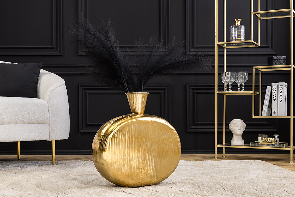Handgefertigte Vase ORIENT L 50cm gold Metall Hammerschlag Design » Jetzt kaufen
