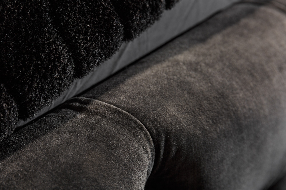 Design Doppelbett PARIS 160x200cm grau Samt Chesterfield Polsterbett