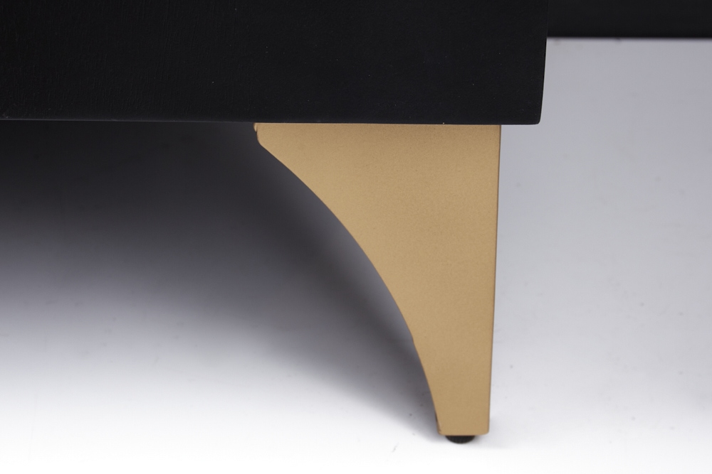 Handgearbeitetes Sideboard GOLDEN SUNSET 180cm schwarz mit 3D Schnitzereien gold Mangoholz Metallbeine