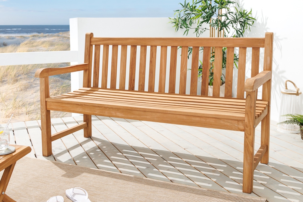 Outdoor Gartenbank EMPIRE TEAK 150cm natur Massivholz