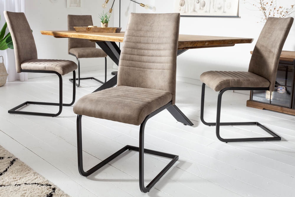 Industrial Freischwinger Stuhl APARTMENT antik taupe mit Metallgestell