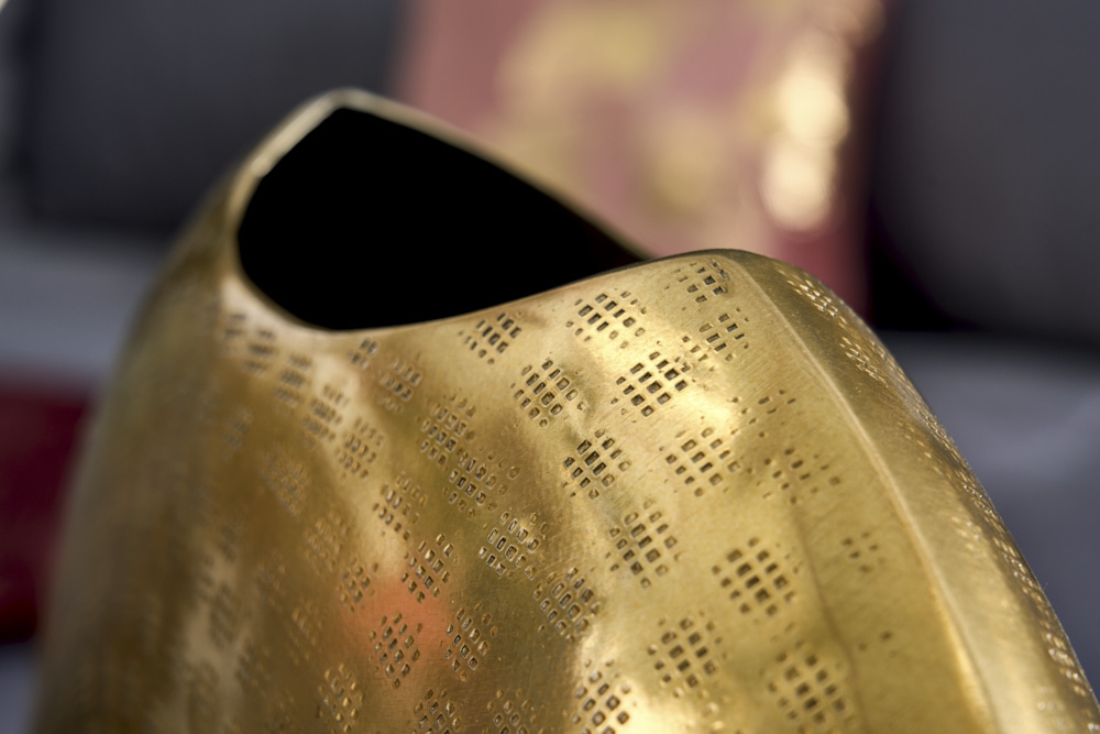 Elegantes Vasen 2er Set ORIENTAL 44cm gold im Grid Hammerschlag Design