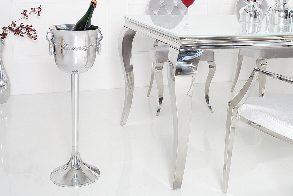 Eleganter Sektkühler CHAMPAGNE 75cm silber poliert Flaschenkühler