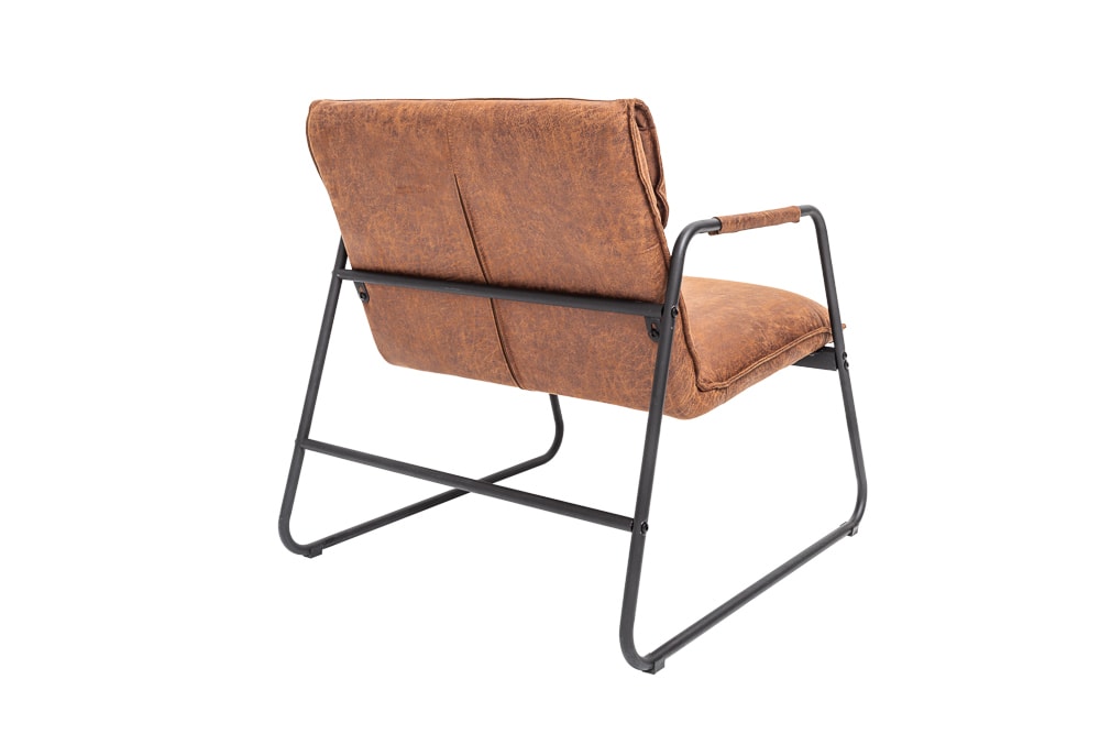 Retro Lounge Sessel MUSTANG LOUNGER antik hellbraun mit Ziersteppung