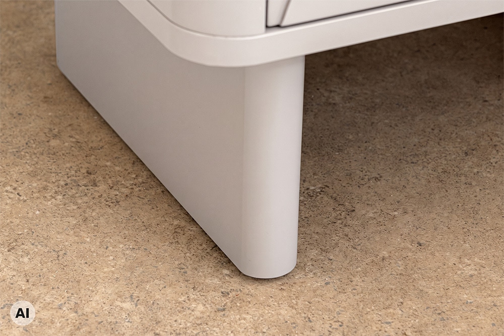 Nachttisch SAVOY 50cm kaschmir beige Keramik Marmor weiß Beistelltisch