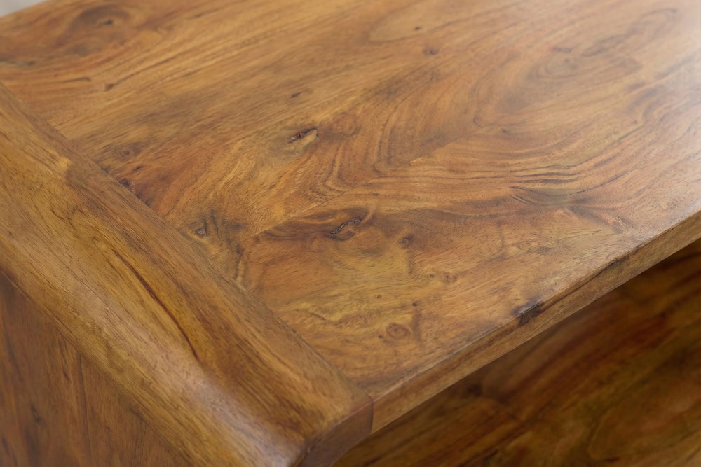 Massiver Couchtisch CUBUS 100cm braun honey finish Mangoholz handmade