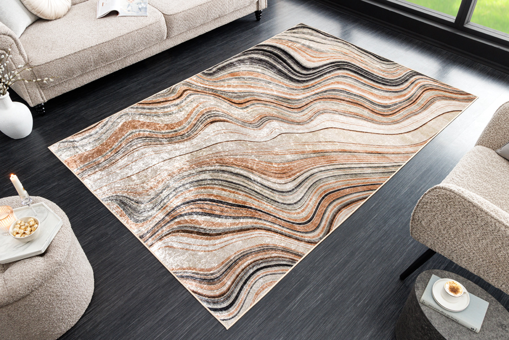 Moderner Teppich EARTH 230x160cm beige grau multicolor Flachgewebe Indoor-Teppich