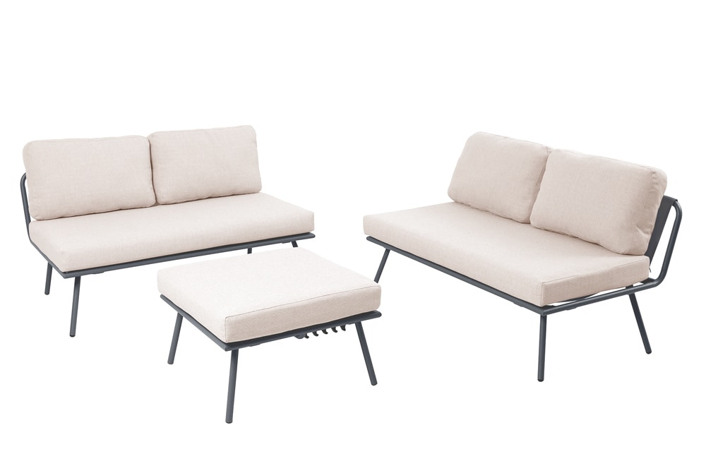 Outdoor Lounge Sitzgruppe MOBILE MODULAR anthrazit hellgrau mit Tisch wetterfest