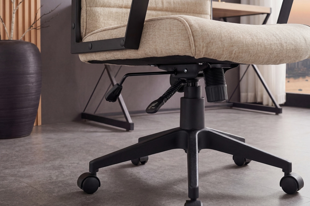 Höhenverstellbarer Bürostuhl LAZIO beige Vogue Velours Samt drehbar mit Rollen