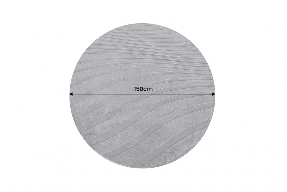 Runder Teppich WAVE 150cm anthrazit 3D strukturierter Kurzflor Indoor Hoch-Tief-Effekt