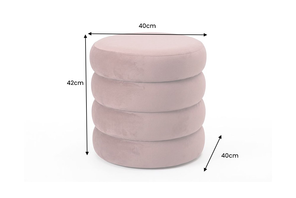 Runder Polsterhocker VOGUE 40cm rosa Samt mit Stauraum
