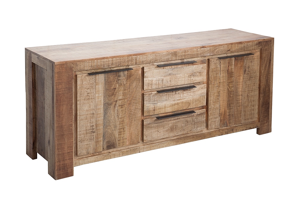Massives Sideboard IRON CRAFT 175cm Mangoholz Kommode mit Schubladen Handarbeit