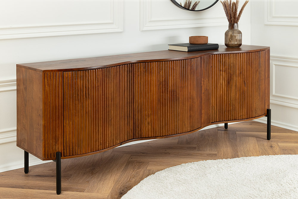 Massives Sideboard GRANDEUR 180cm braun Mangoholz schwarz Metall » Jetzt kaufen