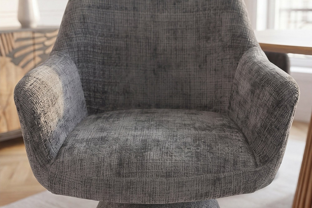 Drehbarer Stuhl AMBIENTO grau Bouclé 180° mit Auto-Return Polsterstuhl