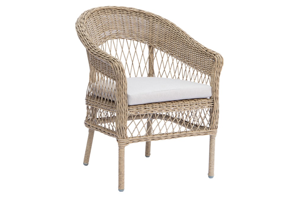 In- und Outdoor Garten-Set ELYSEE natur taupe Polyrattan Aluminium inkl. Tisch Kissen