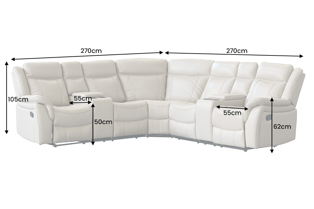 Exklusiver 5er Kinosessel HOLLYWOOD beige Ecksofa Getränkehalter Stauraum
