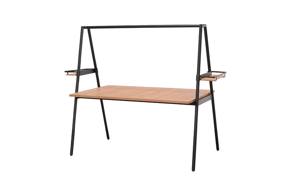 Outdoor Gartentisch RIO 190cm anthrazit Aluminium Massivholz mit Dekostange wetterfest