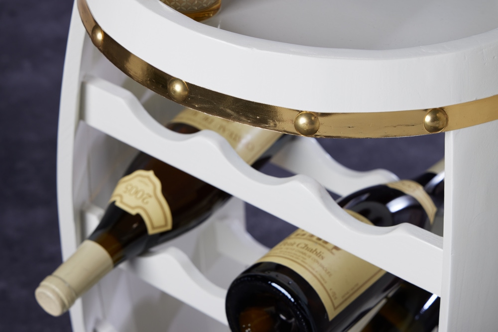 Design Weinfass BODEGA WHITE 65cm weiß gold Pinie Flaschenregal 14 Flaschen Design Weinfass BODEGA WHITE 65cm weiß gold Pinie Flaschenregal 14 Flaschen