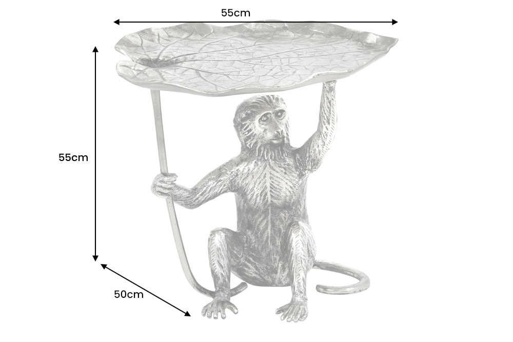 Design Beistelltisch WILDLIFE MONKEY 60cm silber Metall handmade