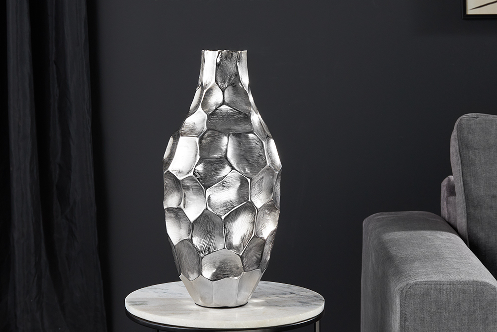 Elegante Vase ORGANIC ORIENT 45cm silber Hammerschlag Design