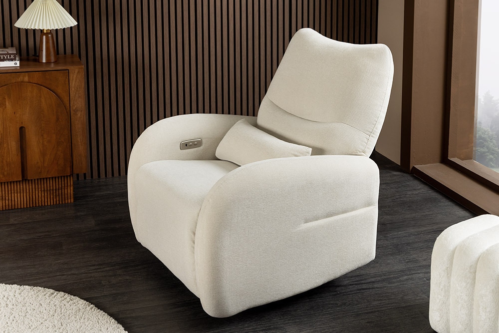 Elektrischer Kinosessel PRIORITY beige inkl. Kissen 360° drehbar mit USB-Anschluss