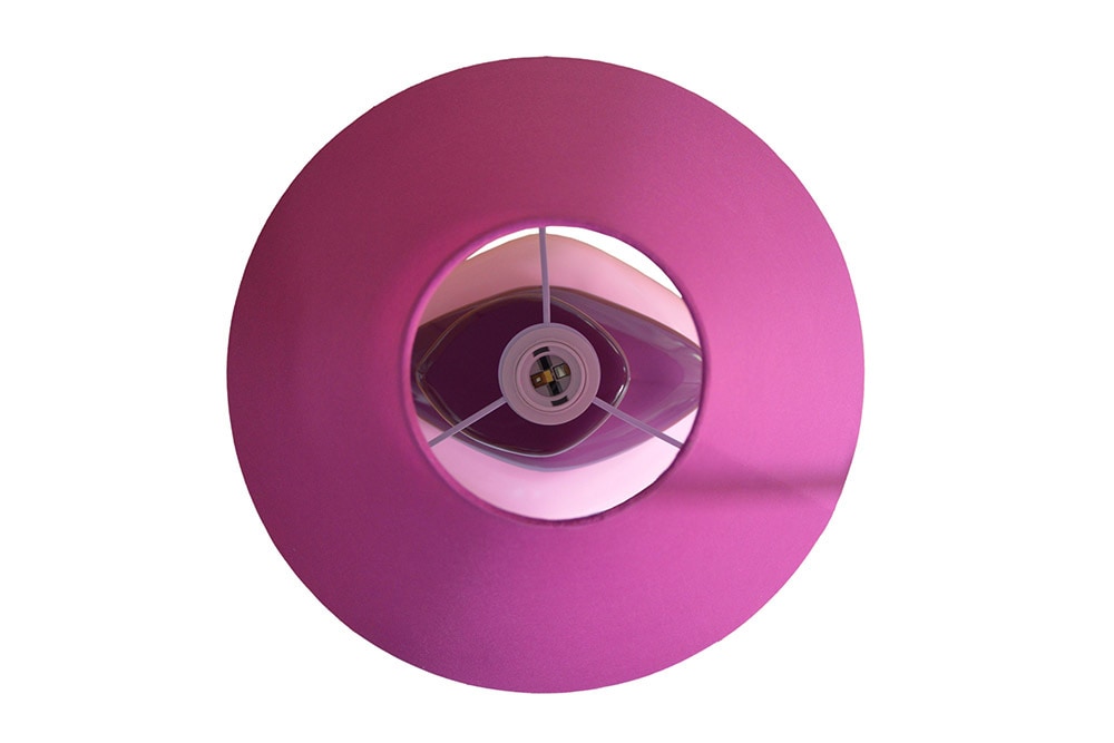 Dekorative Tischlampe STONES OF ECSTASY 60cm pink rosa gold mit Stoffschirm rund