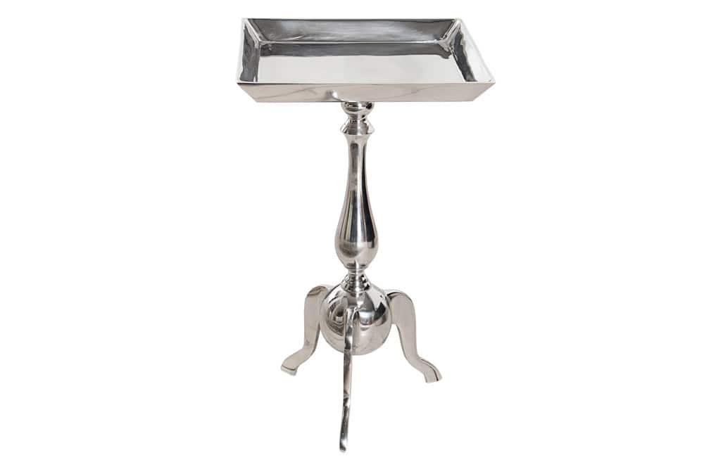 Filigraner Beistelltisch TRAYFUL 55cm silber Aluminium Tablett-Tisch