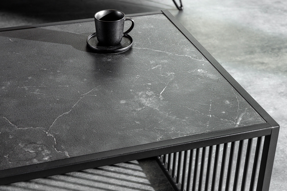 Design Couchtisch ARCHITECTURE 100cm graphit Rauchglas Metall