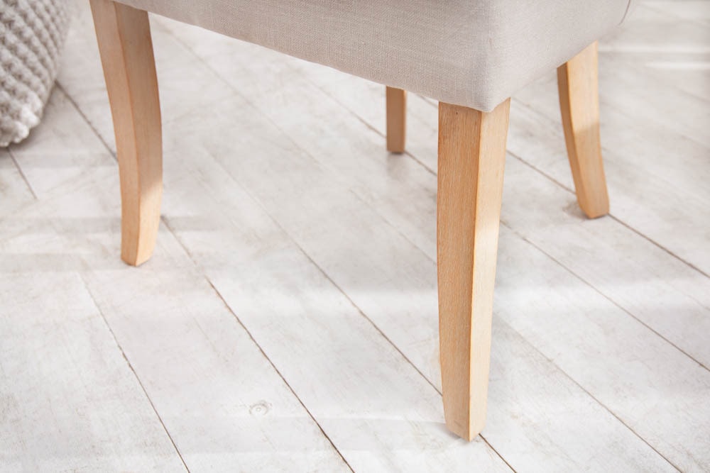 Eleganter Stuhl CASTLE beige Leinenstoff Landhausstil mit Komfortgriff