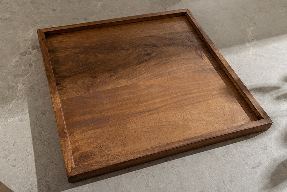 Massives Tablett MAKASSAR 50cm braun Mangoholz honey finish handmade