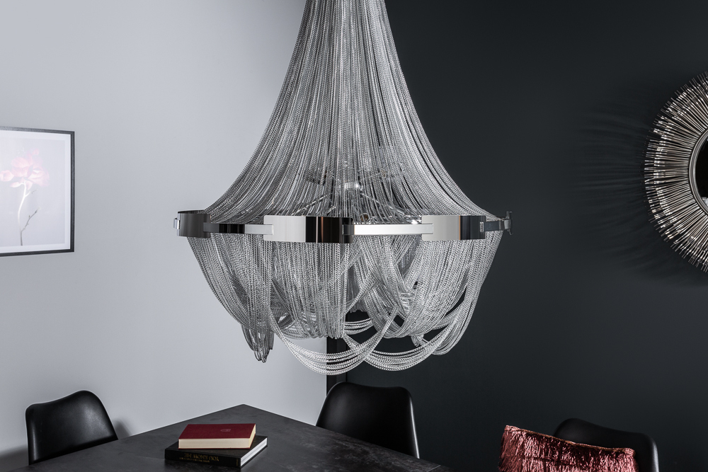Extravaganter Kronleuchter ROYAL XL 70cm silber Hängeleuchte